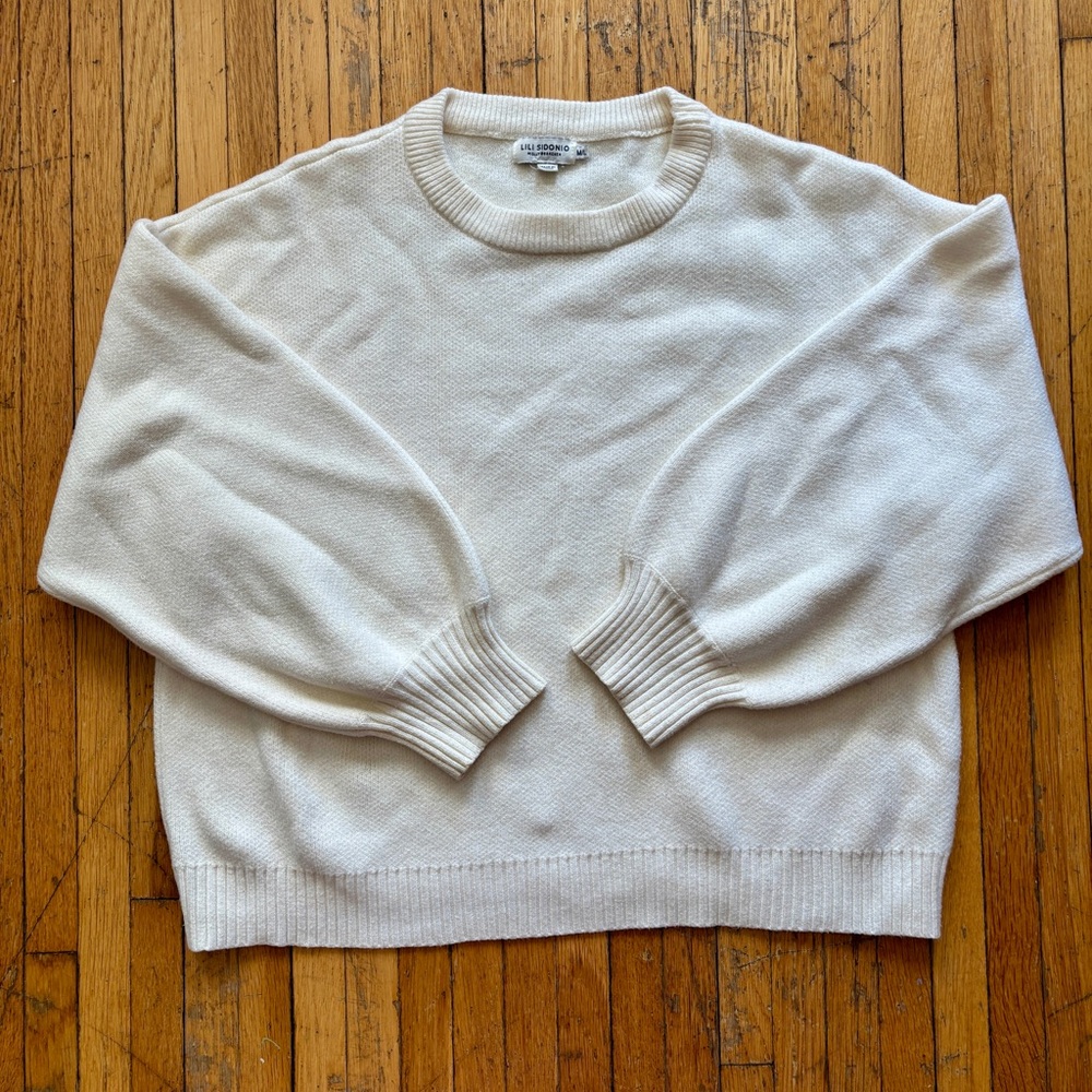 Lili Sidonio Molly Bracken cream oversized crewneck knit sweater